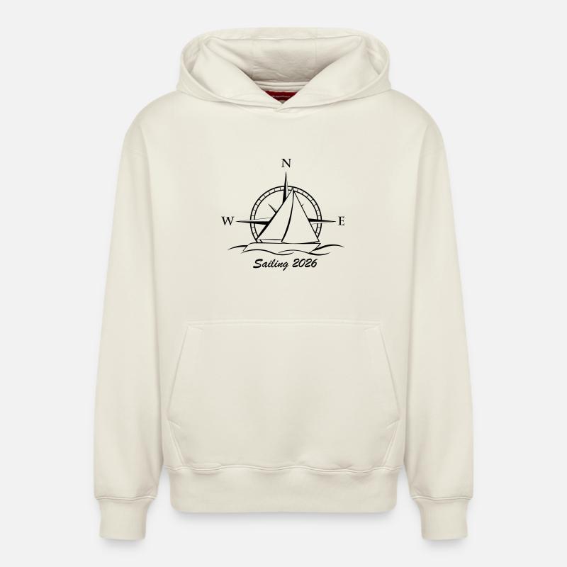 Voile 2026 - Sweat à capuche unisexe décontracté en coton biologique – de SPREAD - blanc cassé