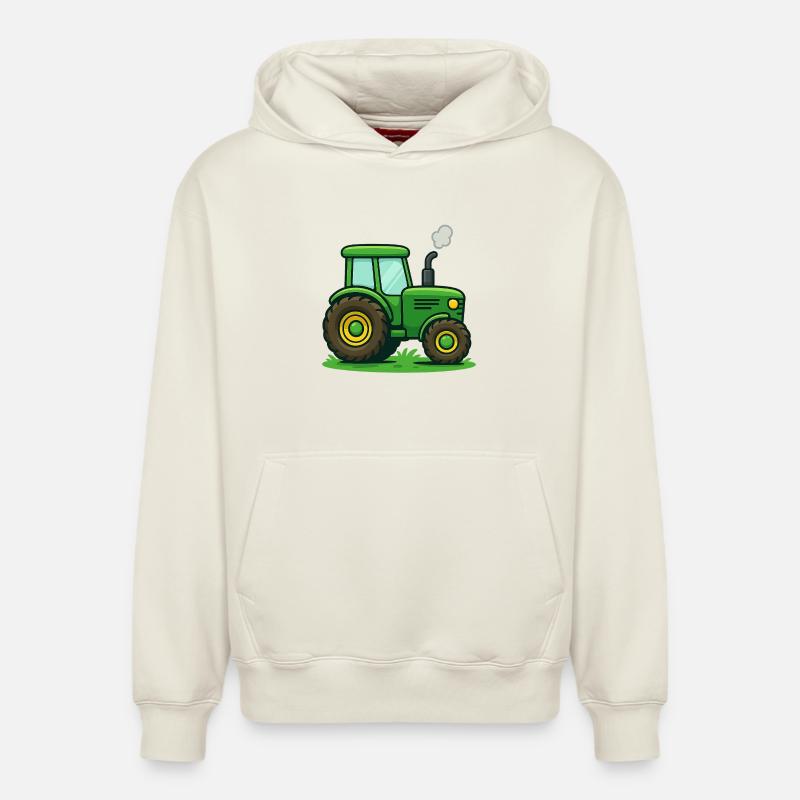 Traktor Kinder Geschenkidee - Relaxed Unisex Organic Hoodie – von SPREAD - Naturweiß