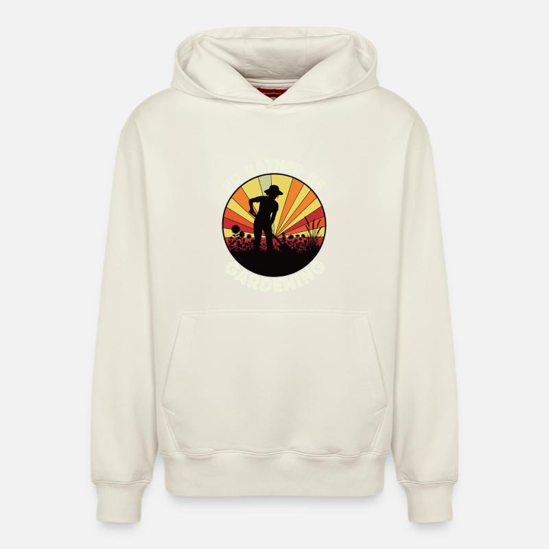 Jardinage avec motif d’humour - Sweat à capuche unisexe décontracté en coton biologique – de SPREAD - blanc cassé