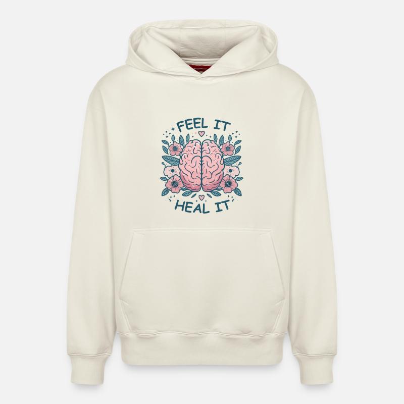 Mindset Motivation Heilung Achtsamkeit Entspannung - Sweat à capuche unisexe décontracté en coton biologique – de SPREAD - blanc cassé