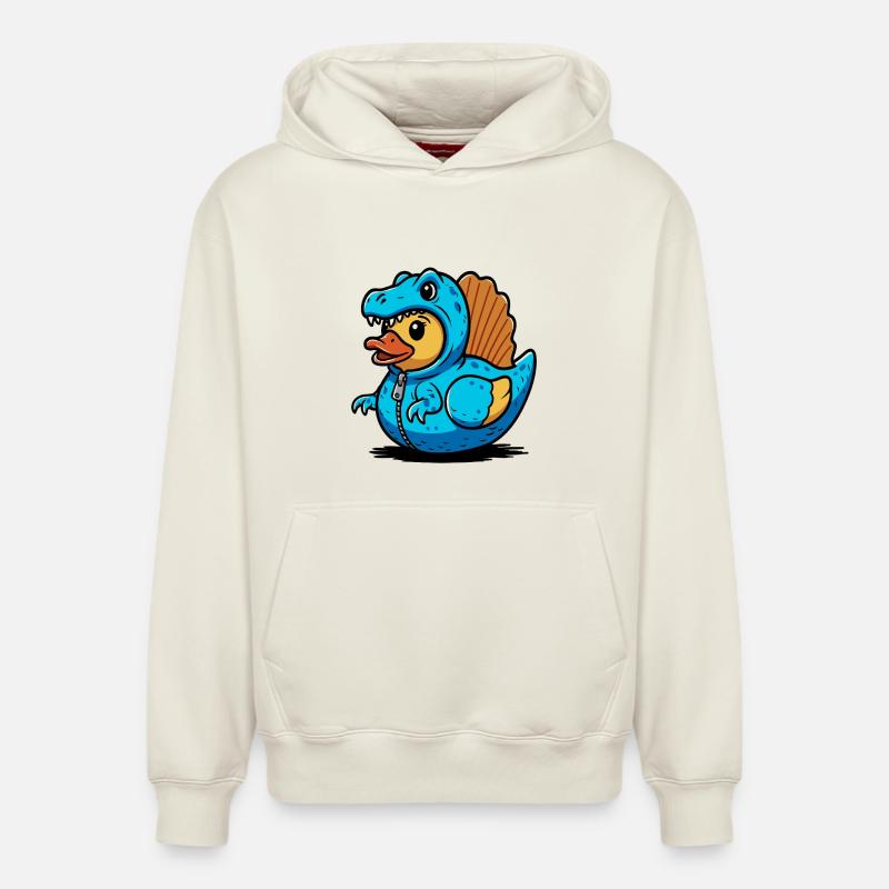 Spinosaurus Blauer Dino-Drache Entchen - Relaxed Unisex Organic Hoodie – von SPREAD - Naturweiß