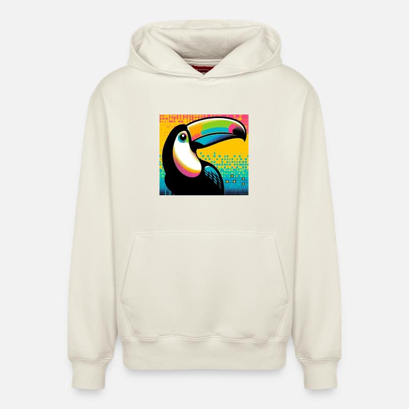 toucan - Sweat à capuche unisexe décontracté en coton biologique – de SPREAD - blanc cassé