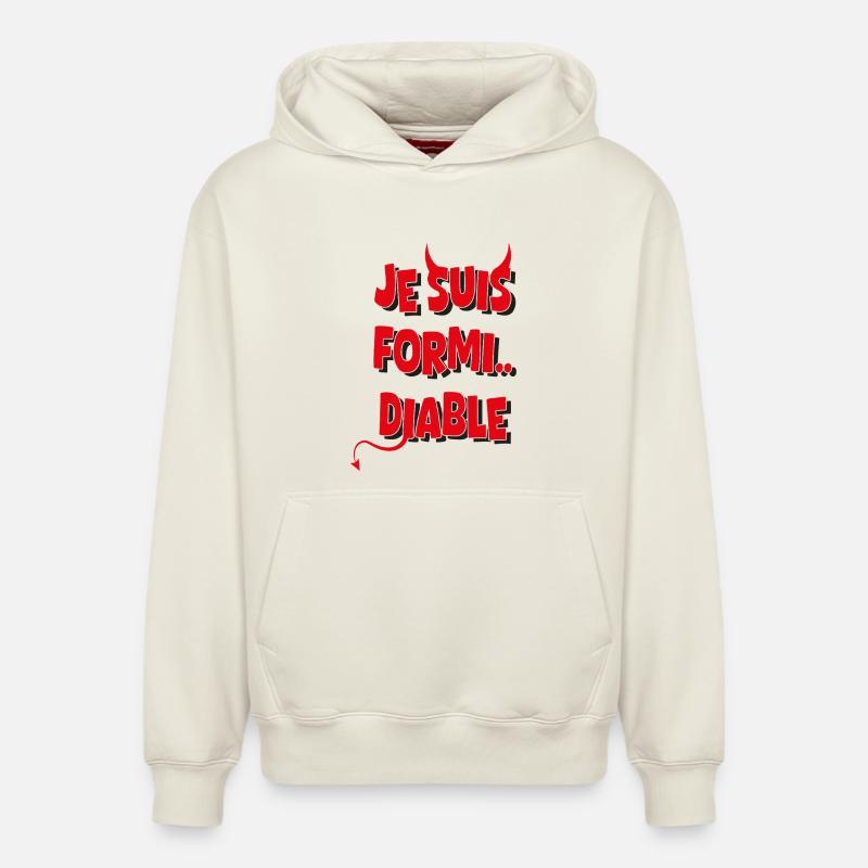 Je suis formidable Diable - Sweat à capuche unisexe décontracté en coton biologique – de SPREAD - blanc cassé
