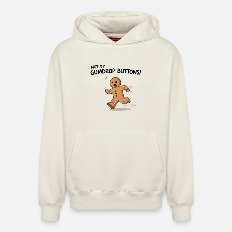 Running Gingerbread Funny Christmas Design - Sweat à capuche unisexe décontracté en coton biologique – de SPREAD - blanc cassé