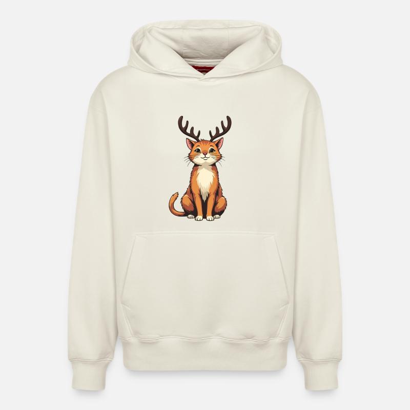 Renne Chat - Sweat à capuche unisexe décontracté en coton biologique – de SPREAD - blanc cassé