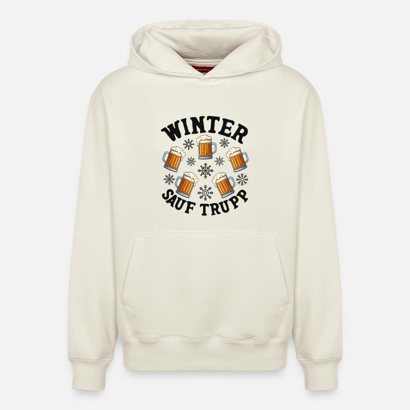 Escouade d’alcool d’hiver - Sweat à capuche unisexe décontracté en coton biologique – de SPREAD - blanc cassé