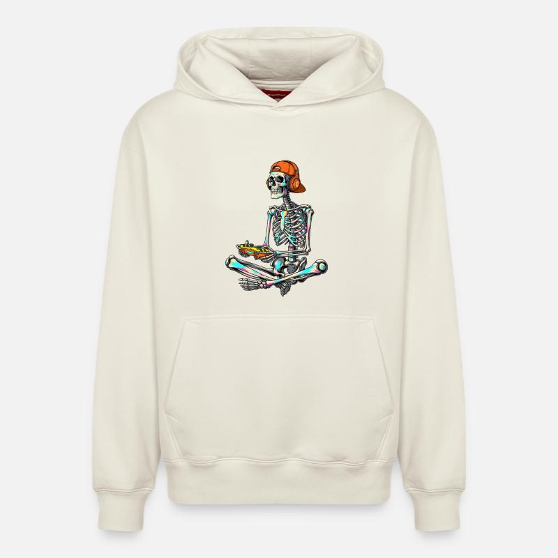 Neon Skeleton Gamer - Sweat à capuche unisexe décontracté en coton biologique – de SPREAD - blanc cassé