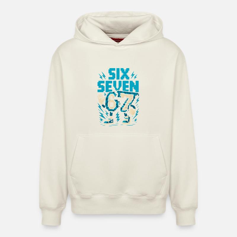 67 Pixel Blitz Retro - Relaxed Unisex Organic Hoodie – von SPREAD - Naturweiß