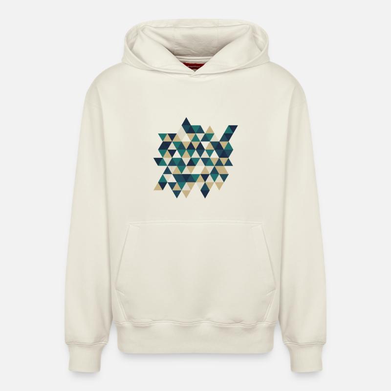 Mosaïque géométrique du triangle - Sweat à capuche unisexe décontracté en coton biologique – de SPREAD - blanc cassé