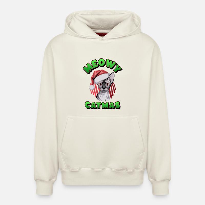 Chat Père Noël Sphynx - Sweat à capuche unisexe décontracté en coton biologique – de SPREAD - blanc cassé