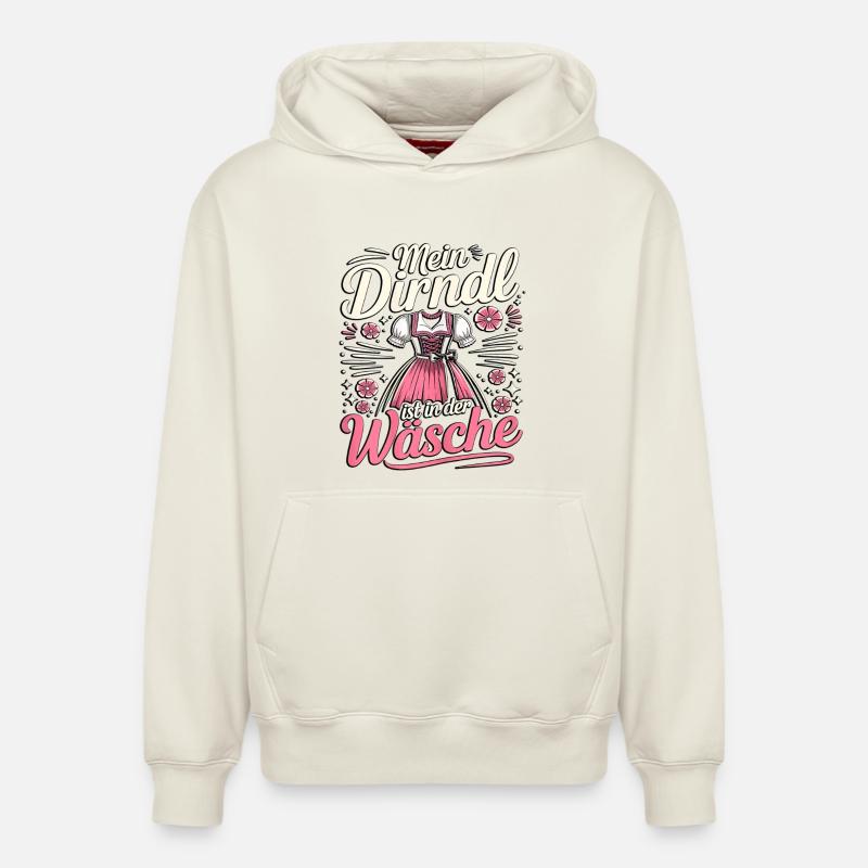 Mon dirndl est dans la buanderie - Sweat à capuche unisexe décontracté en coton biologique – de SPREAD - blanc cassé