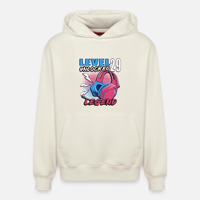 Casque néon Legend niveau 29 - Sweat à capuche unisexe décontracté en coton biologique – de SPREAD - blanc cassé