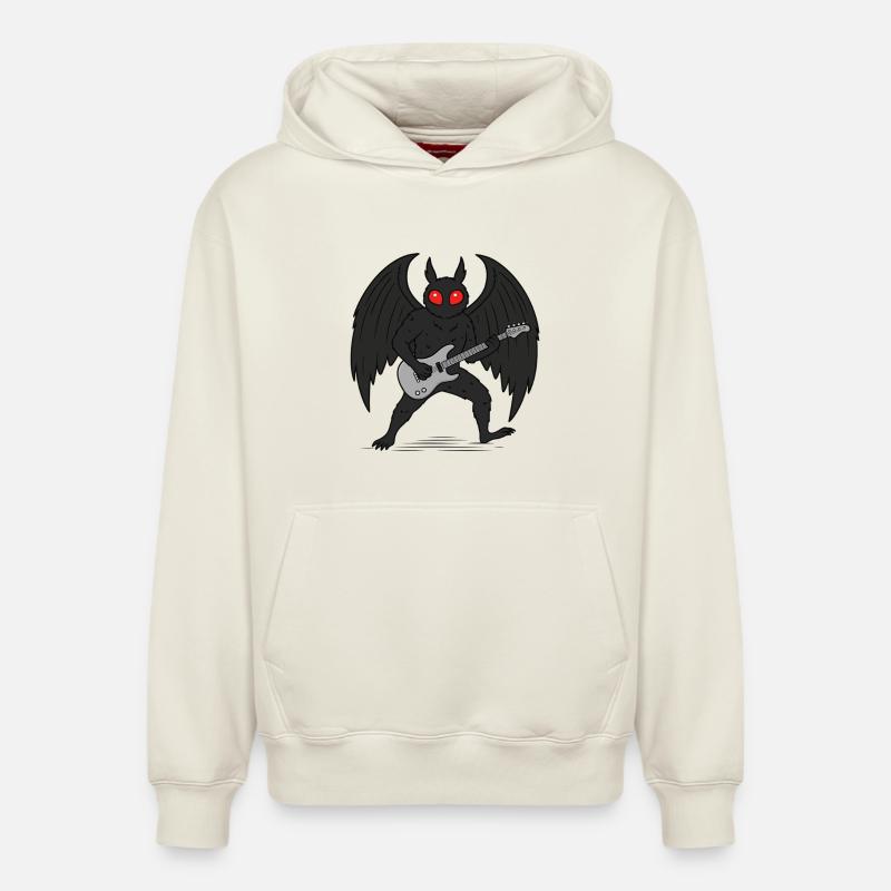 Mothman Rock Guitar Cryptid - Sweat à capuche unisexe décontracté en coton biologique – de SPREAD - blanc cassé