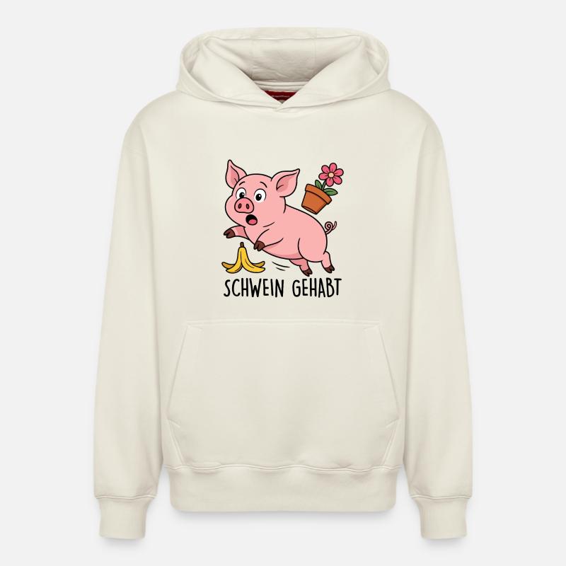 COCHON - Sweat à capuche unisexe décontracté en coton biologique – de SPREAD - blanc cassé