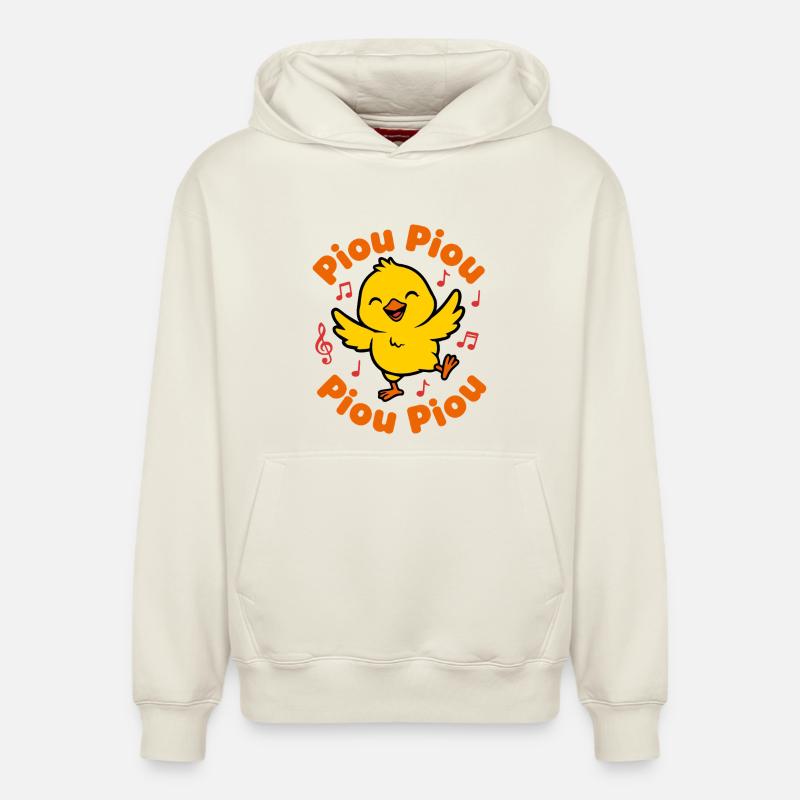 Poussin Piou-Piou Danseur Heureux - Sweat à capuche unisexe décontracté en coton biologique – de SPREAD - blanc cassé