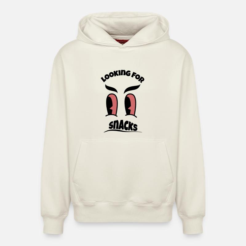 Looking for Snacks - Relaxed Unisex Organic Hoodie – von SPREAD - Naturweiß