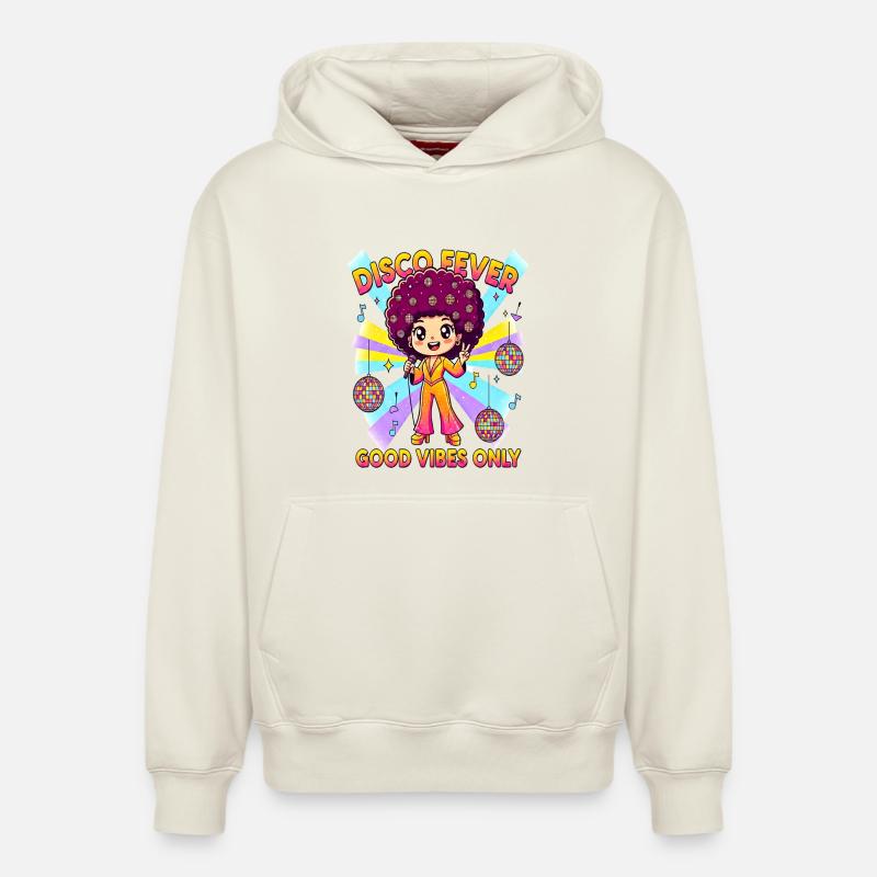 DISCO FEVER Cute Comic 70er - Relaxed Unisex Organic Hoodie – von SPREAD - Naturweiß