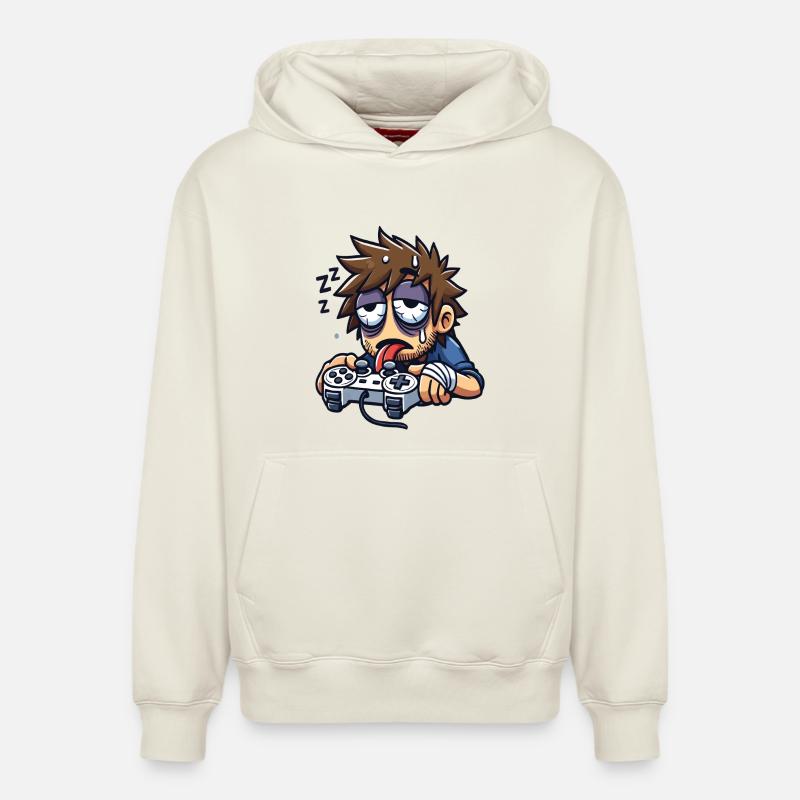 Rêveur Nocturne du Gamer - Sweat à capuche unisexe décontracté en coton biologique – de SPREAD - blanc cassé