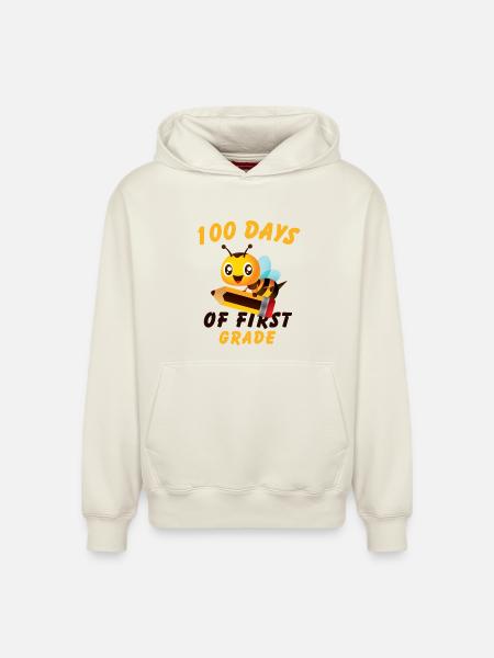 100 Days of first grade 100th of school - Relaxed Unisex Organic Hoodie – by SPREAD - off white