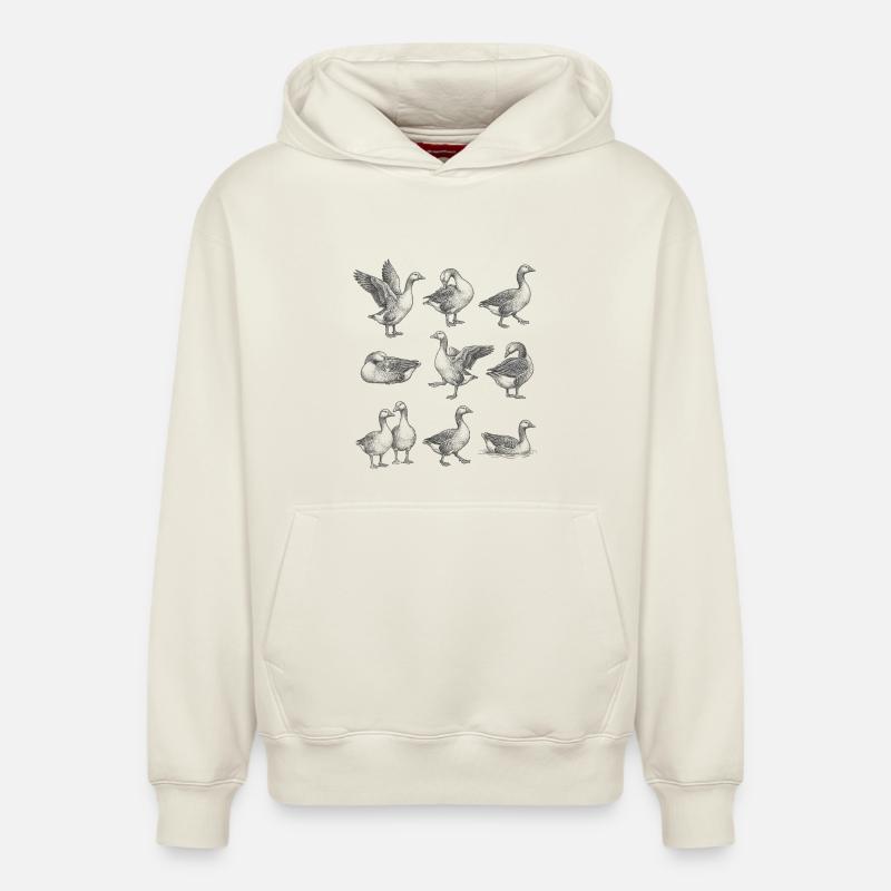 Graue Gänse Silhouetten Muster - Relaxed Unisex Organic Hoodie – von SPREAD - Naturweiß