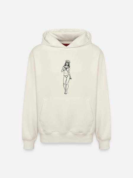 Style rétro Pin-up Sailor Navy - Sweat à capuche unisexe décontracté en coton biologique – de SPREAD - blanc cassé