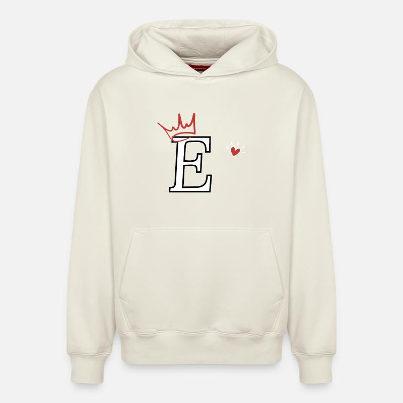 Buchstabe e Kronenherz - Relaxed Unisex Organic Hoodie – von SPREAD - Naturweiß
