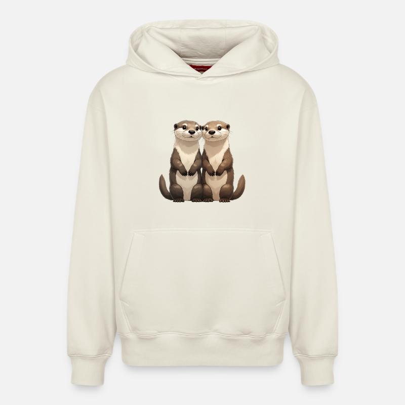 Deux mignons suricates - Sweat à capuche unisexe décontracté en coton biologique – de SPREAD - blanc cassé