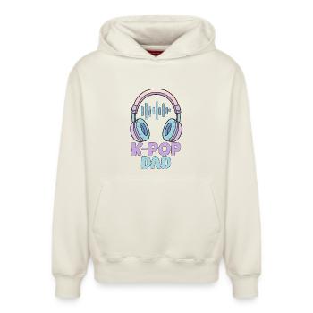 K Pop Dad - Relaxed Unisex Organic Hoodie – by SPREAD - off white - Front - AI Model Female 172 dark (172cm) & AI Model Male 178 light (178cm)