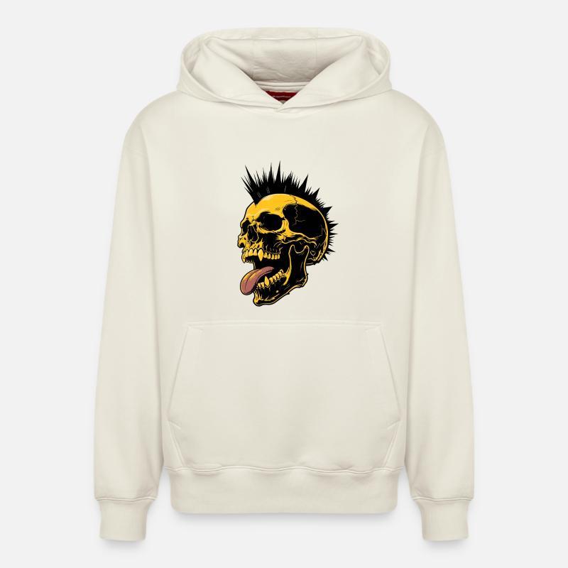 Skull Mohawk Punk Rocker Totenkopf - Sweat à capuche unisexe décontracté en coton biologique – de SPREAD - blanc cassé