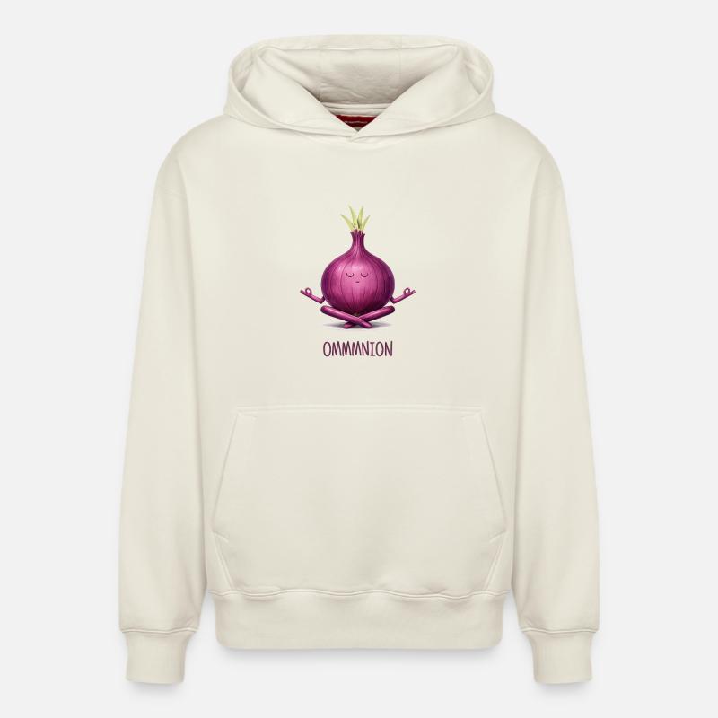 OMMMNION – Oignon méditant - Sweat à capuche unisexe décontracté en coton biologique – de SPREAD - blanc cassé