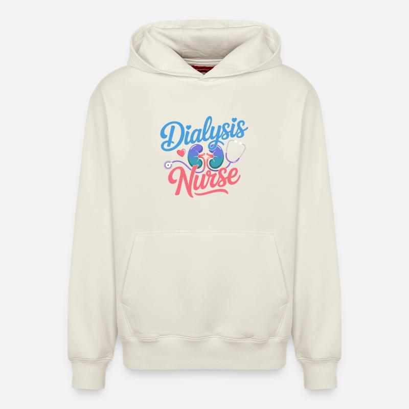 Conception d’infirmières en dialyse - Sweat à capuche unisexe décontracté en coton biologique – de SPREAD - blanc cassé