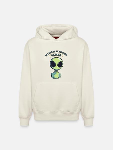 intergalaktischer gamer alien zocken - Relaxed Unisex Organic Hoodie – von SPREAD - Naturweiß