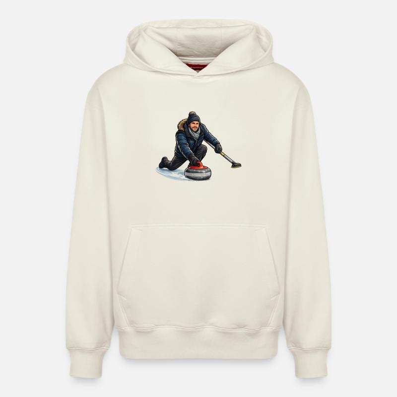 Curlingheld im Eiswind - Relaxed Unisex Organic Hoodie – von SPREAD - Naturweiß