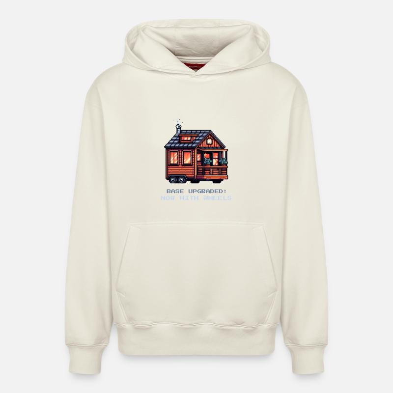 Basis-Upgrade auf Rädern | Tiny House - Relaxed Unisex Organic Hoodie – von SPREAD - Naturweiß