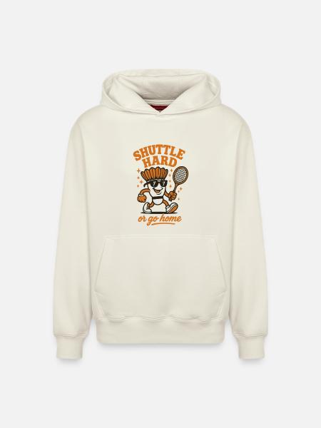 Shuttle Hard | Badminton Motivation Saying - Relaxed Unisex Organic Hoodie – by SPREAD - off white