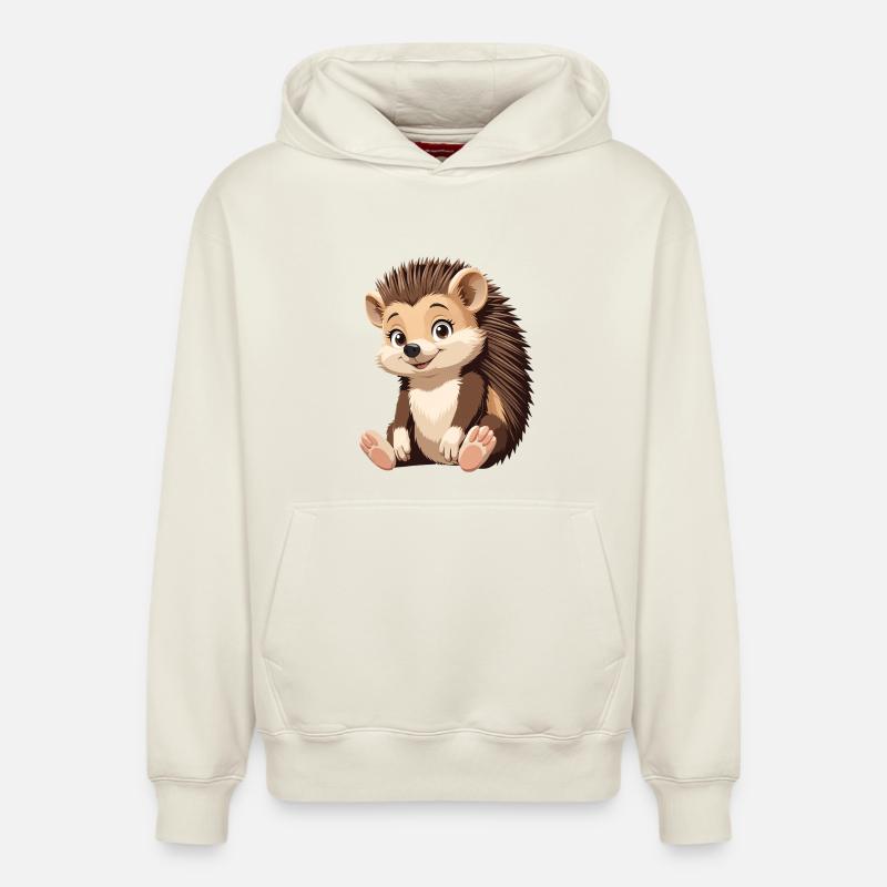 Illustration de hérisson câlin - Sweat à capuche unisexe décontracté en coton biologique – de SPREAD - blanc cassé