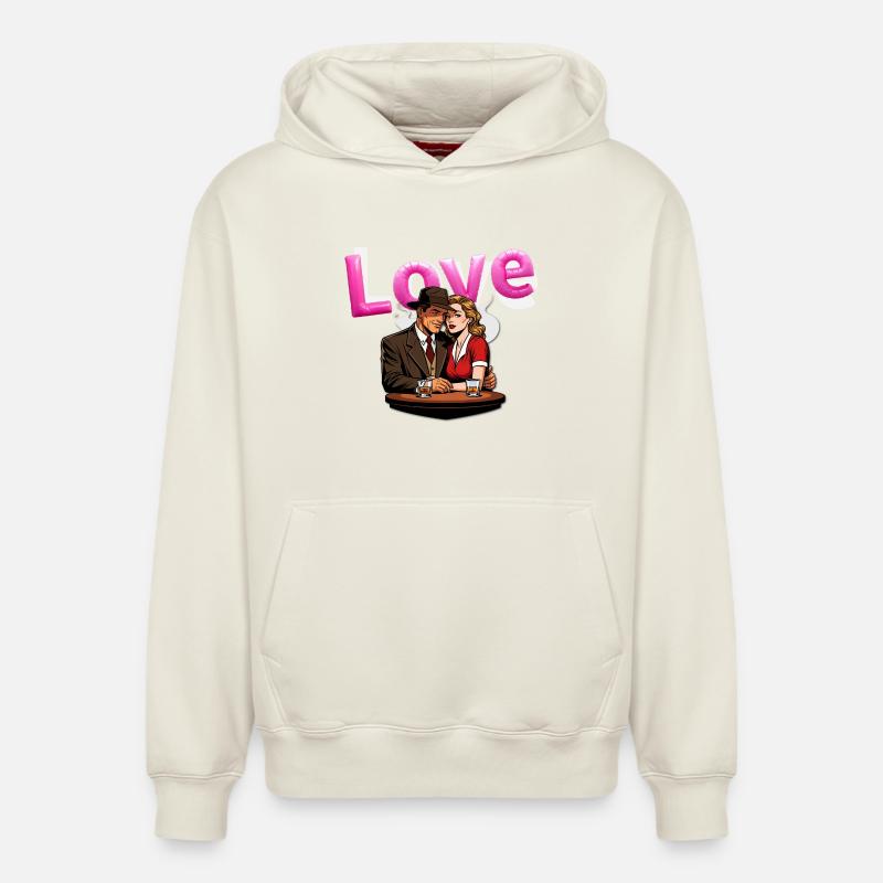 Amour + Amants - Sweat à capuche unisexe décontracté en coton biologique – de SPREAD - blanc cassé
