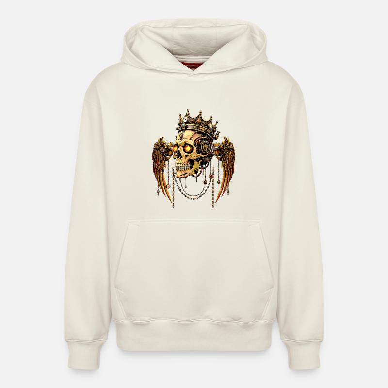 STEAMPUNK SCHÄDEL KRONE - Relaxed Unisex Organic Hoodie – von SPREAD - Naturweiß