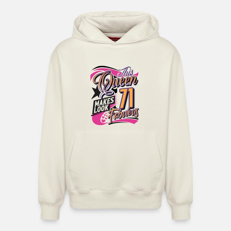 Reine du 71e anniversaire - Sweat à capuche unisexe décontracté en coton biologique – de SPREAD - blanc cassé