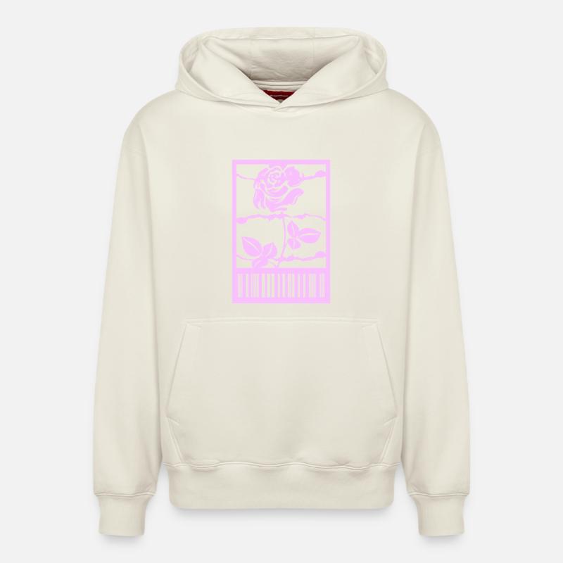 Gothic Rose Stacheldraht Strichcode Urban Style - Relaxed Unisex Organic Hoodie – von SPREAD - Naturweiß