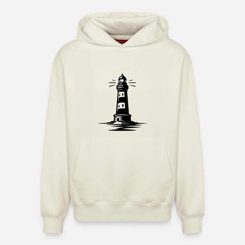 phare - Sweat à capuche unisexe décontracté en coton biologique – de SPREAD - blanc cassé
