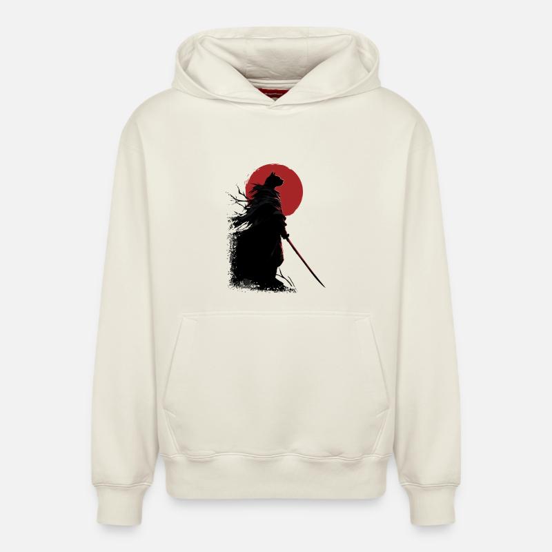 Samurai Katze - Relaxed Unisex Organic Hoodie – von SPREAD - Naturweiß
