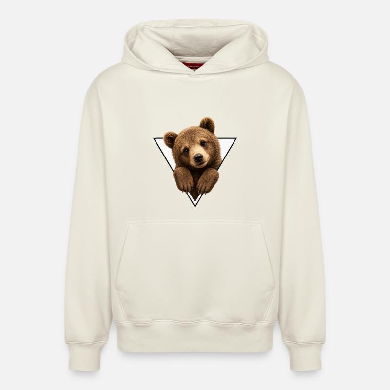 Ourson en triangle - Sweat à capuche unisexe décontracté en coton biologique – de SPREAD - blanc cassé