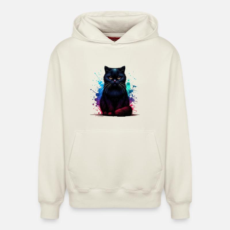 Cadeau du Chat Noir - Sweat à capuche unisexe décontracté en coton biologique – de SPREAD - blanc cassé