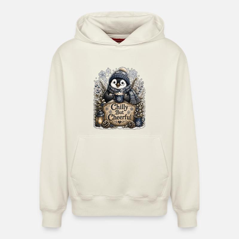 Froid mais Joyeux - Sweat à capuche unisexe décontracté en coton biologique – de SPREAD - blanc cassé