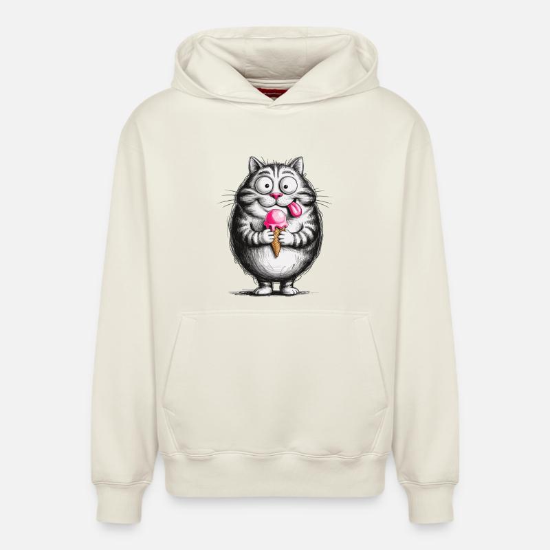 T-shirt Chat à la glace - Sweat à capuche unisexe décontracté en coton biologique – de SPREAD - blanc cassé