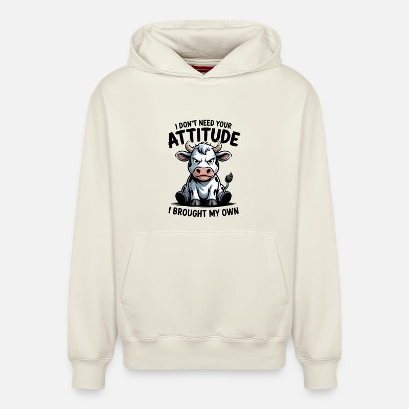 Attitude de vache : expression - Sweat à capuche unisexe décontracté en coton biologique – de SPREAD - blanc cassé