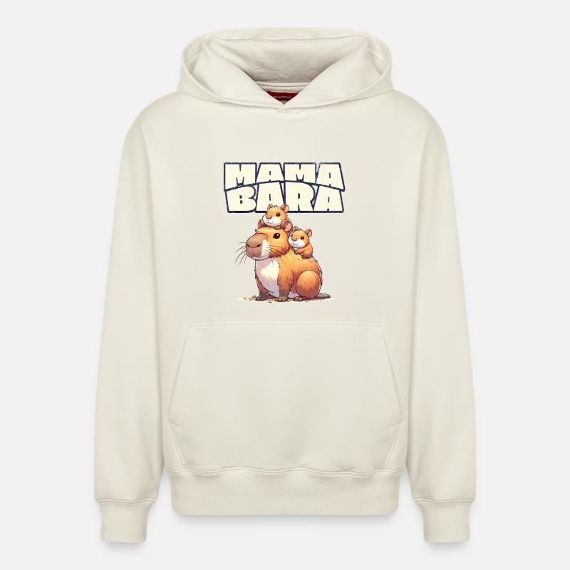 Mama Bara Capybara - Sweat à capuche unisexe décontracté en coton biologique – de SPREAD - blanc cassé