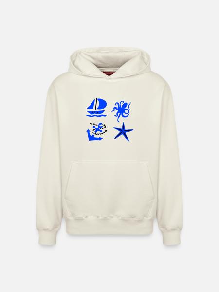 maritime - Sweat à capuche unisexe décontracté en coton biologique – de SPREAD - blanc cassé