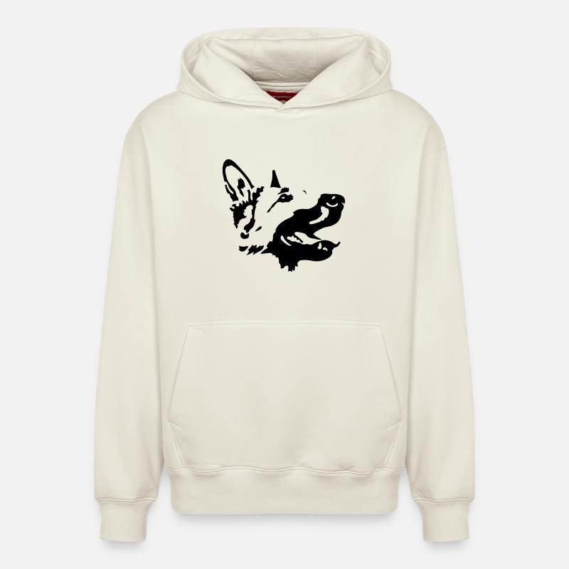 chien de berger - Sweat à capuche unisexe décontracté en coton biologique – de SPREAD - blanc cassé